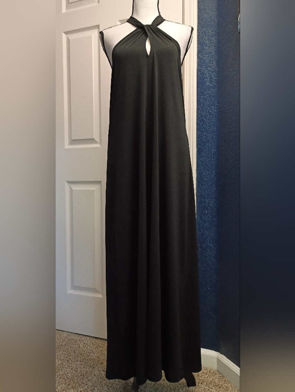 Charlie Paige Black Halter Maxi with Twist Keyhole
